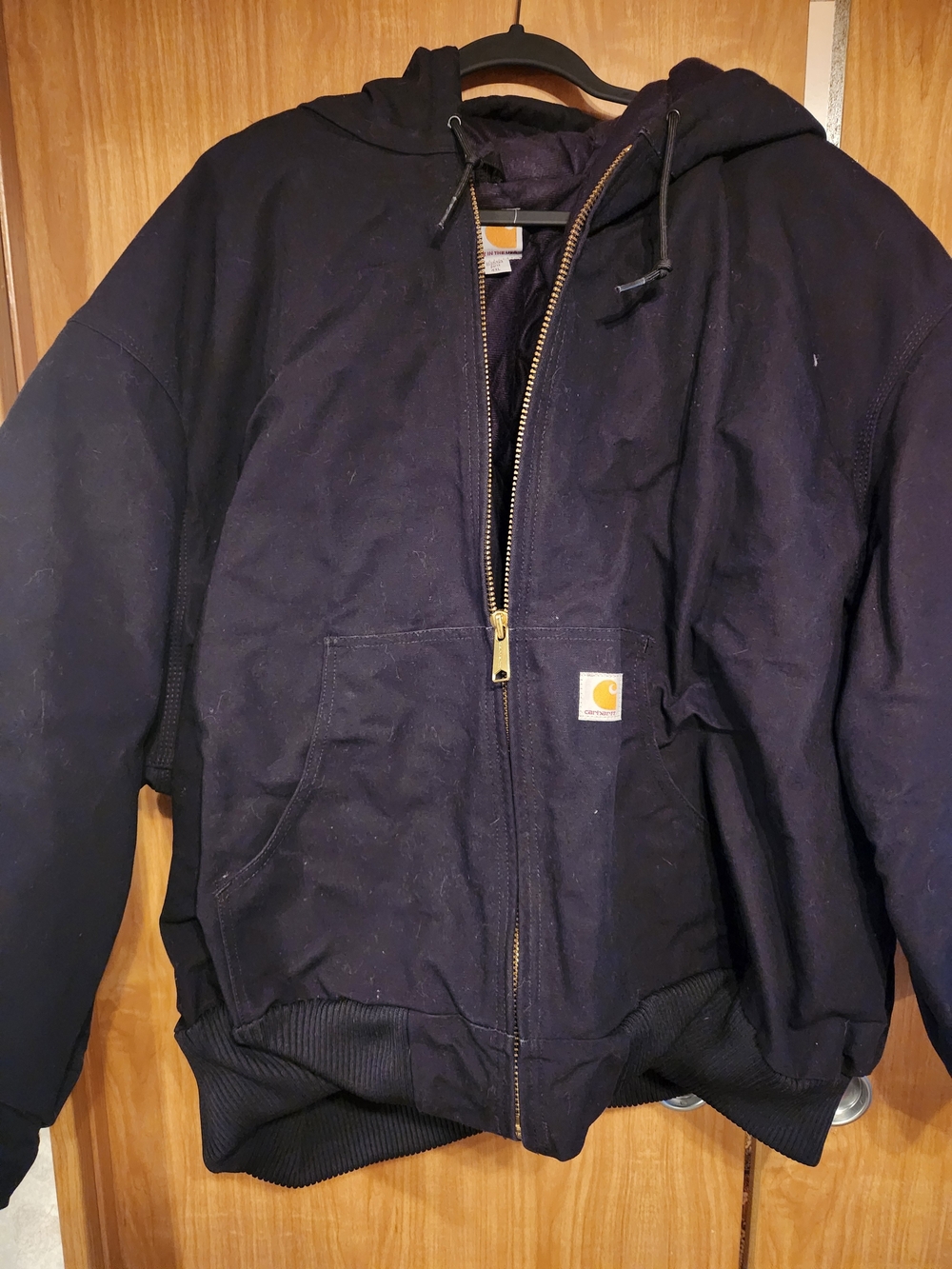 Carhartt Men’s 4XL Black Cotton Hooded Zip-Up Construction Work Jacket